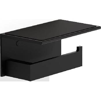 DECOR WALTHER Закачалка за тоалетна хартия Contract с рафт черен мат (0654160)