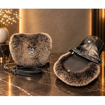 Max Original Leather Dámska kožušinová kabelka blk 1