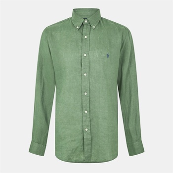 Ralph Lauren Риза с дълъг ръкав Polo Ralph Lauren Linen Long Sleeve Shirt - Fatigue Green