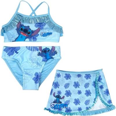 Difuzed Dívčí třídílné plavky se sukýnkou Lilo & Stitch motiv Tropical Blue