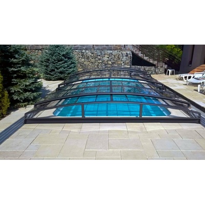 Alukov Zastrešenie AZURE ANGLE na bazén Compasspools Fun 74, 3,75 x 7,50 m
