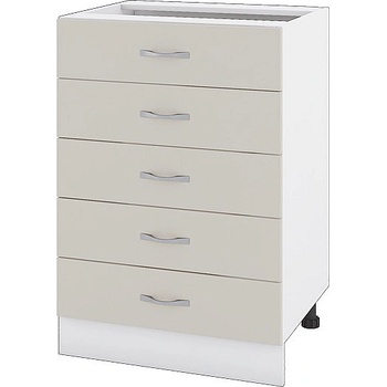ИРИМ Долен шкаф с пет чекмеджета Сити БС-29 бяло гладко / сатен 60 см