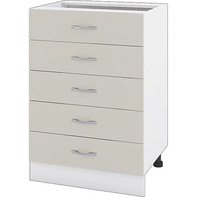 Долен шкаф с пет чекмеджета Сити БС-29 бяло гладко / сатен 60 см