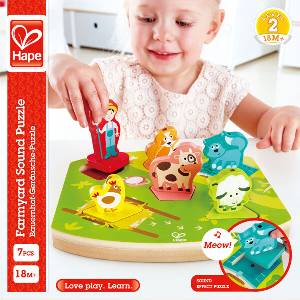 Hape Дървен пъзел Hape - Музикална ферма (H1614) - kindermarket