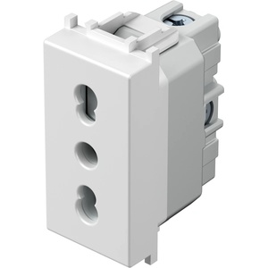 TEM Контакт италиански стандарт 2P+E 16A 1M, цвят Бял мат, Modul - VM30MW (VM30MW)