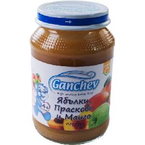 Ganchev Плодово пюре Ganchev - Ябълки, праскови и манго, 190 g (18059)