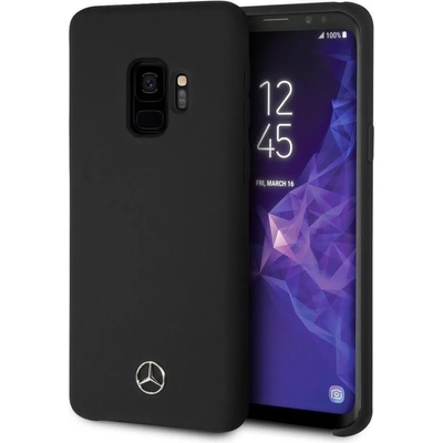 Mercedes-Benz Луксозен Силиконов Калъф за Samsung S9, Mercedes-Benz Silicone Case, Черен (MEHCS9SILBK)