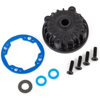Traxxas Housing, center differential/ x-ring gaskets (2)/ 5x10x0.5 PTFE-coated washer (1)/ 2.5x8 CCS (4) TRX9081 (TRX9081)