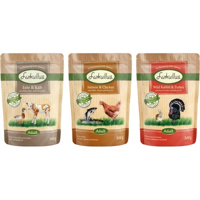 Lukullus Adult Naturkost divoký králik a morčacie kačacie a teľacie losos a kuracie 6 x 300 g