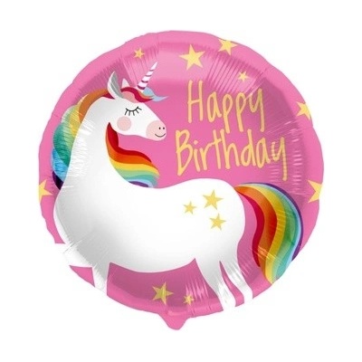 Růžička Balónik fóliový Happy Birthday Jednorožec 45 cm