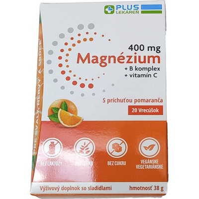 Plus Lekáreň Magnézium 400 mg+B komplex+vitamín C pomaranč 20 ks