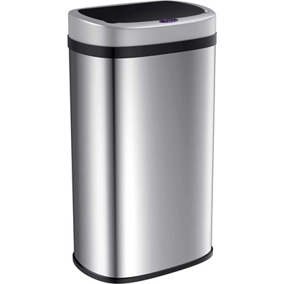 Deuba Bezdotykový hranatý odpadkový koš s USB 58 L - stříbrný
