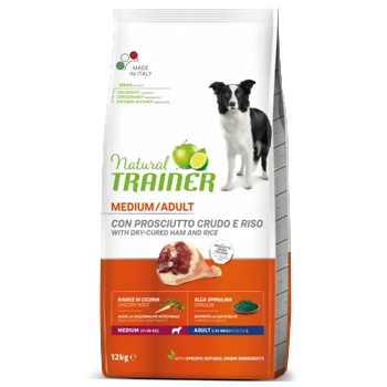 Natural Trainer Dog Adult Medium with Dry-cured Ham - храна за пораснали кучета, над 1 година, от средни породи, с прошуто - 12 кг, Италия - 926018