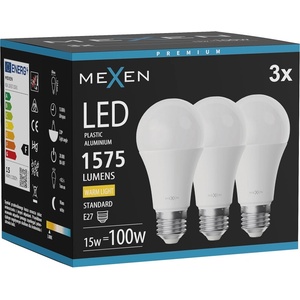 Mexen Nova 3x LED крушка E27, A60, 15W, Топла - 3000K, 1575 lm - L100-E27-1530-01x03 (L100-E27-1530-01x03)