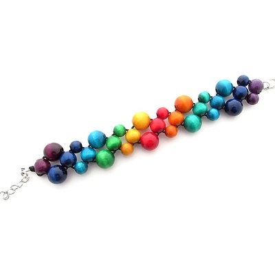 Kouzlo bižuterie Dřevěný náramek Mozaika mix barev – Zboží Dáma