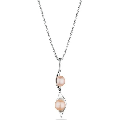 Swan Сребърно колие със сладководна розова перла GP036R Swan