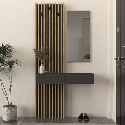 TopMebel Меламинов закачалка Elois в антрацит - цвят сепет дъб 96.6x26.8x195.5см