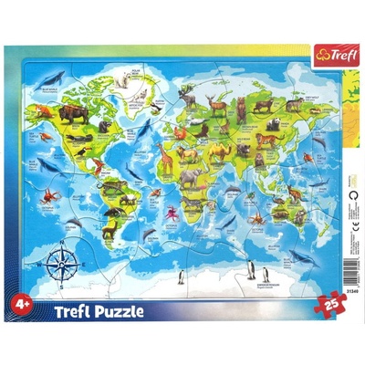 Trefl Mapa světa se zvířátky 25 dielov