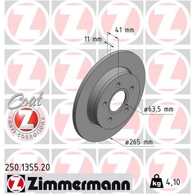 ZIMMERMANN Brzdový kotúč 250135520
