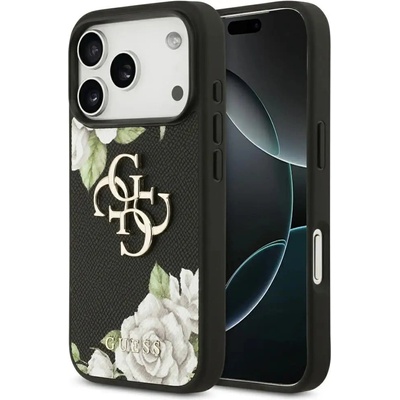 GUESS Калъф Guess Grained Roses & Big 4G Logo за iPhone 17 Pro - черен