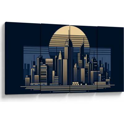 Obraz – Geometrické mesto, štvordielne 160x80 cm