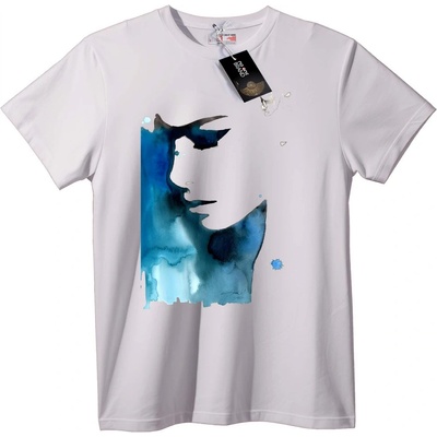 NOONEBRAND Тениска Абстрактен Син Акварел - 2XL, White