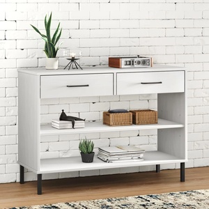 vidaXL Конзолно шкафче с метални крака бяло бор масив OSLO (351005)