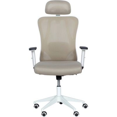 Работен стол Carmen 7588, до 120кг, мрежа, ергономичен, полипропиленова база, лумбална опора, бежов (bt-3520412)