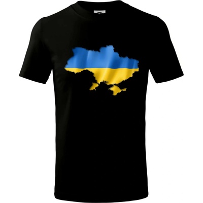 Ukrajina vlajka mapa tričko Čierna