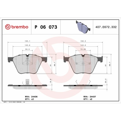 BREMBO Súprava brzdových doštičiek P 06 073