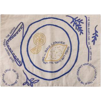 Bloomingville Подложка за чинии Limone 33 x 48 см бежово и синьо (82062680)