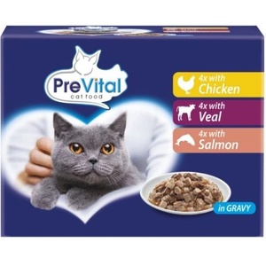 PreVital Cat Консерва пиле/телешко/сьомга в сос 12 x 100 г