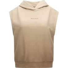 Woolrich mikina DIP DYE SLEEVELESS HOODIE hnědá