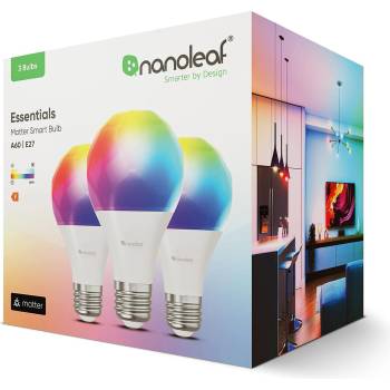 Nanoleaf Смарт LED крушка NANOLEAF ESSENTIALS A60, E27, MATTER, set of 3 (NANOLEAF ESSENTIALS A60, E27, MATTER, set of 3)