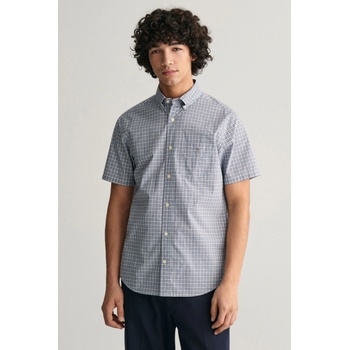 Gant reg košile poplin microcheck SS shirt modrá