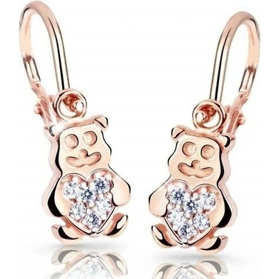 Cutie Jewellery Detské náušnice z ružového zlata Medvedíci C2751-10-X-4 biela