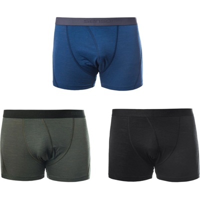 Sensor Merino AIR 3-PACK pánské trenky černá /tm.modrá/olive