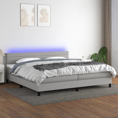 Petrashop 3133261 boxspring postel s matrací a LED světle šedá textil