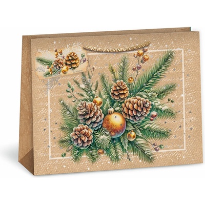 ARGUS Darčeková papierová taška (24.3 x 18.3 cm) - Vetvička so zlatou guľou 08440104