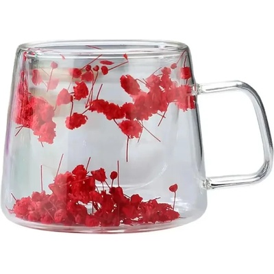 CupHup Стъклена термо чаша CupHup Blum с двойно дъно, Poppy (Blum-01-03)