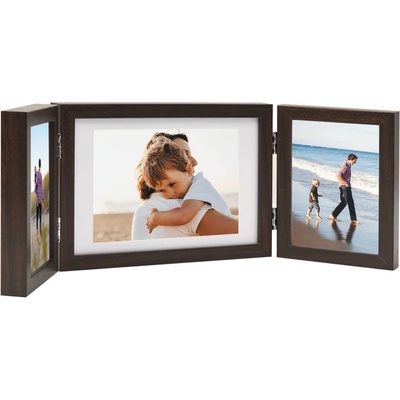 vidaXL Тройна фоторамка колаж тъмнокафява 28x18 см+2x(13x18 см) (332751)
