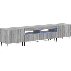 vidaXL 3 части LED ТВ шкаф ZWOLLE Сив Сонома Инженерна дървесина (3416523)