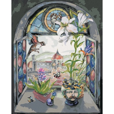 zuty Malování Podle Čísel Okno S Výhledem Na Katedrálu Santa Maria 80 x 100 Cm Plátno