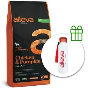 Alleva NATURAL кучешка пиле и тиква средно 12 кг + термобутилка безплатно