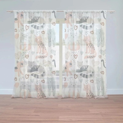 Sablio Záclony Malované kočičky: 2ks 150x250cm