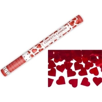 Vystreľovacie konfety červená srdce - 60 cm