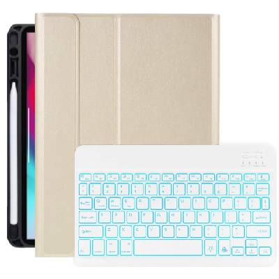 Калъф с клавиатура с подсветка и място за Apple Pencil за iPad Air 4 (2020) / Air 5 (2022) / Pro 11" (2018-2022) - златно (41543)