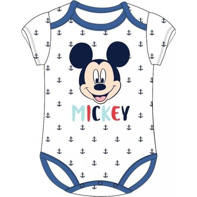 E plus M Dojčenské chlapčenské detské body tričko s krátkym rukávom Mickey Mouse Disney biele