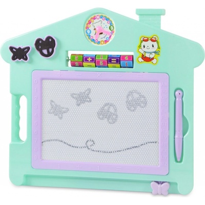 FunPlay B18834 Detská tabuľka na kreslenie DOMČEK s príslušenstvom 17,8x28cm mentolová