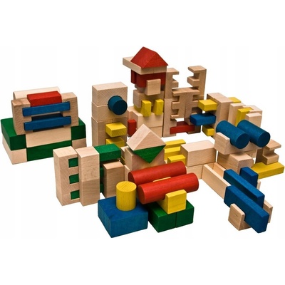 Ekotoys Drevené kocky barevné 210 ks
